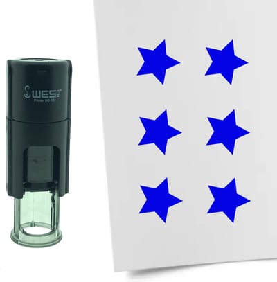 CombiCraft Stempel Ster of Sterretje 10mm rond - blauwe inkt
