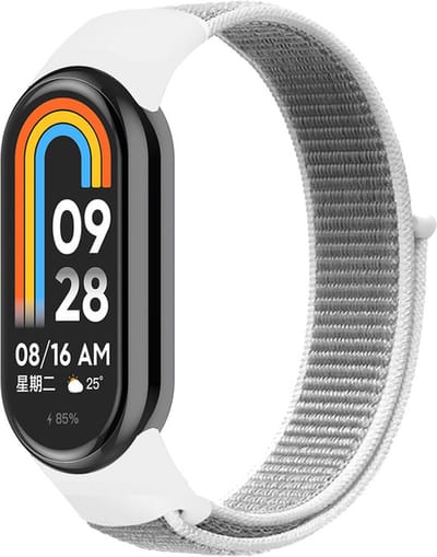 Nylon bandje - geschikt voor Xiaomi Mi Band 10 / 9 / 8 / Xiaomi Smart Band 10 / 9 / 8 - gebroken wit