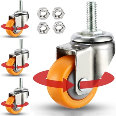 Zwenkwielen Set - Industriële Wielen - Meubel Reparatie - Hoge Draagkracht - M8 M10 Schroef - Zwart