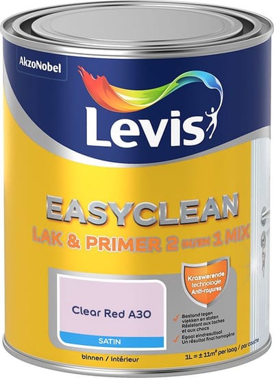 Levis - Easyclean Lak & Primer 2-In-1 Mix - Clear Red A30 - Mengverf - 1 L