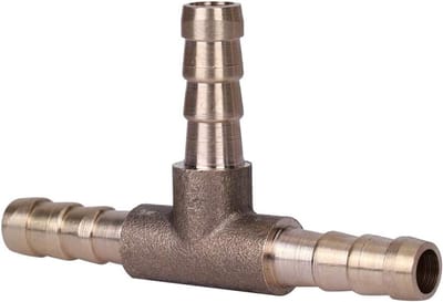 3-way verbinding voor slangen van messing - ideaal voor perslucht, olie en gasleidingen (maat: 6 mm)