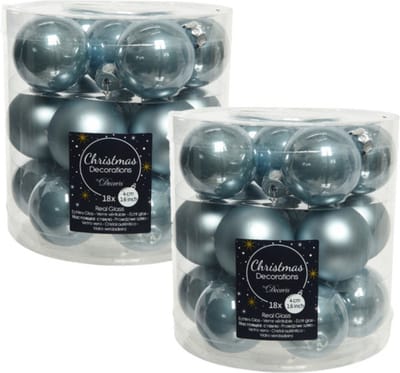 Decoris Kleine kerstballen - 36x st - lichtblauw - D4 cm - glas - kerstversiering