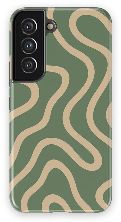 DripCase Curvy Lines Hoesje Samsung Galaxy S22 | Backcover met Mag | Design Tough Case Samsung Galaxy S22 Olive Drift