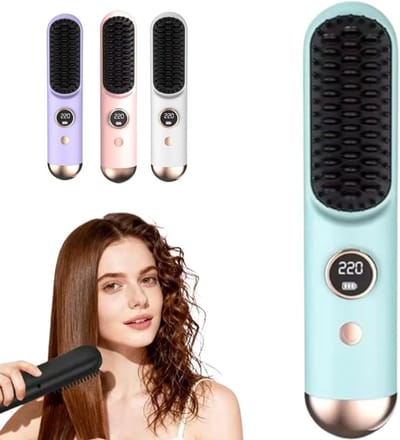 Haarstijltang - Nieuwe draadloze haarstijltang 2026 - Compact en draagbaar - Snel opwarmende haarstijltang - 9 temperatuurinstellingen, geschikt voor vrouwen, op reis en alle haartypes (blauw)