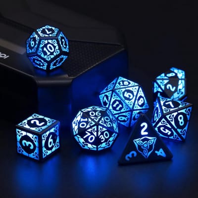 Oplaadbare LED Dobbelstenen Set voor Rollenspellen en Bordspellen