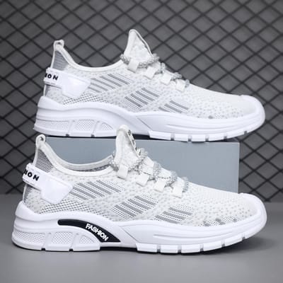 Hardloopschoenen Heren Modieus Lente en Zomer Nieuw Mesh Ademend Casual Schoenen Stijlvolle en Lichtgewicht Sneaker 44 gray
