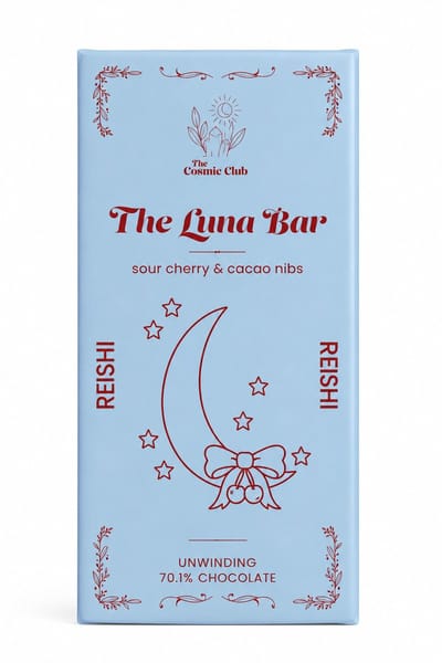 The Cosmic Club The Luna Bar – Pure Chocoladereep met Reishi & Sour Cherry – 100 g