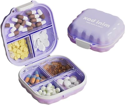 Pillendoos met 7 Compartimenten voor Medicijnen - Draagbare Reisoplossing voor Tabletten en Dagelijks Gebruik, Paars