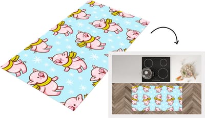 Keukenloper - Loper keuken - Varken - Sjaal - Kinderen - Kerst - Patronen - 120x60 cm - Keukenloper vinyl