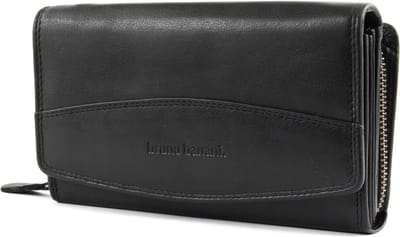 bruno banani Leren Portemonnee Lavato Wallet with Flap Black Zwart