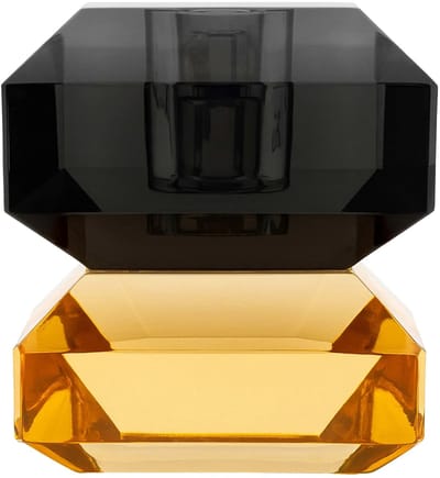 Kandelaar Kristalglas oranje-rokerig zwart 8cm x 5cm x 5cm - KLEIN FORMAAT