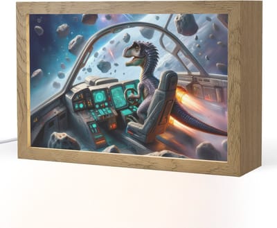 Nachtlampje 30x20 cm - Kinder lampje - Dino - Ruimte - Jongens - Tafellamp kinderkamer - Slaapkamer lamp - Bedlamp kinderen - Kinderlampje stopcontact - Wandlamp babykamer - Nachtlampjes