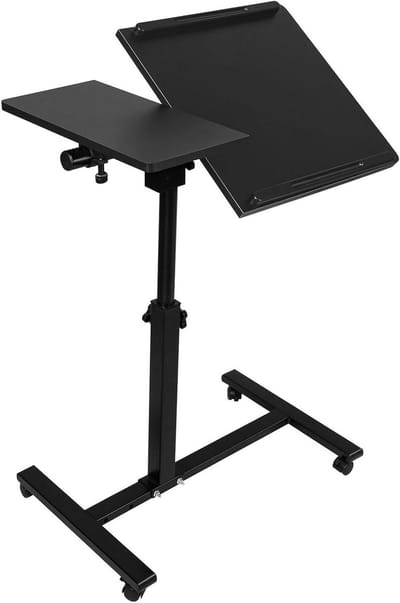 Bedtafel Laptop - Verstelbaar Bureau - Comfortabel Werken - Met Wielen - 65-95 cm Hoogte - Zwart