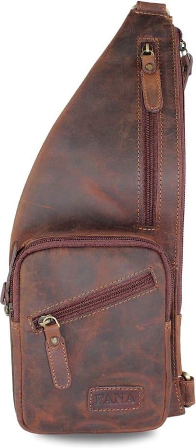 Fana Bags Crossbody Tas Heren Leer - Slingbag - Leren Crossbody Rugzak - Cross body Schoudertas Heren - Platte Crossbodytas