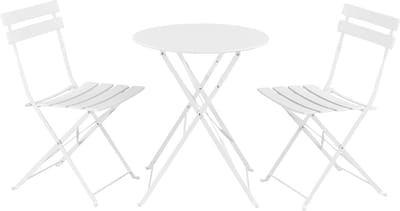 Bistroset Caprile metaal tuintafel met 2 tuinstoelen wit