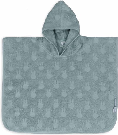 Jollein x Nijntje- Badponcho Baby Badstof - Badcape Kind met Capuchon - Miffy Jacquard Sea Green