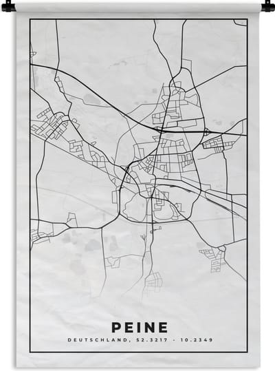 Wandkleed - Wanddoek - Plattegrond - Peine - Kaart - Stadskaart - 120x180 cm - Wandtapijt