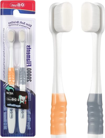 Zachte Tandenborstel - Nano Haren Borstel - Gevoelig Tandvlees - 20k Microvezel Borstels - 2 Stuks - Blauw
