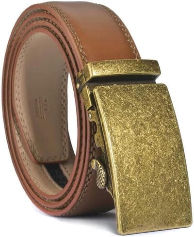 Herriemriem - Automatische Riem - Dagelijks Gebruik - Leer met Ratel - 3.5 cm Breed - Bruin