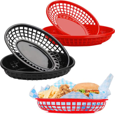 JGS ® Friet Serveren Herbruikbare Voedselmandenset voor Diverse Snacks en Maaltijden