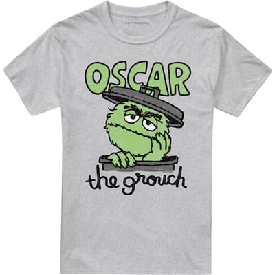 Sesame Street T-shirt - Oscar - M tot 5XL - voor Mannen - grijs