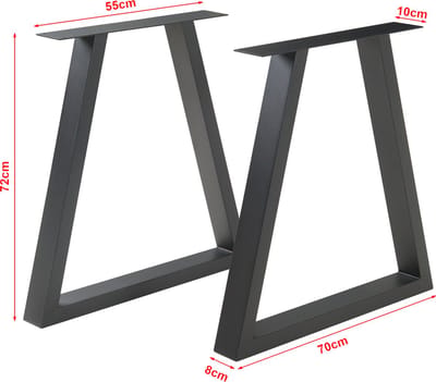 Stalen onderstel Lyngby set van 2 tafelpoot 72x70 cm zwart [en.casa]