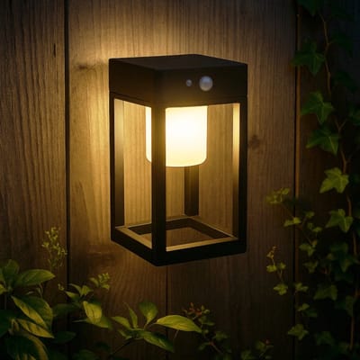 Solar wandlamp buiten 'Svea' - Warm wit licht - 4 lichtstanden - Buitenlamp op zonne-energie - Industriële wandlamp - Metaal - Zwart