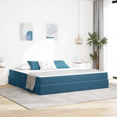 vidaXL - Opbergbed - met - matras - Donkerblauw - 200 - x - 200 - cm - Fluweel
