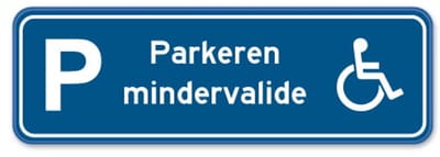 Parkeerbord Mindervalide - Weerbestendig Aluminium - 40x15 cm - Bevestiging: Zonder bevestiging (alleen het bord)