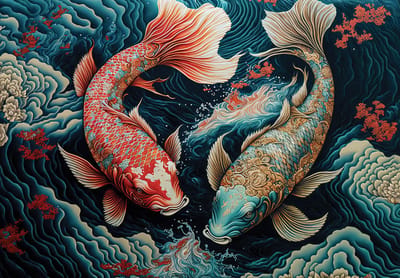 Vliesbehang - Fotobehang - Koi - Karper - Koikarper - Vissen - Water - 254x184cm