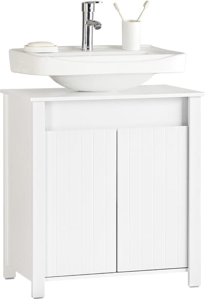 SoBuy BZR101-W Wastafel Onderkast - Wit Houten Design met Opbergplank