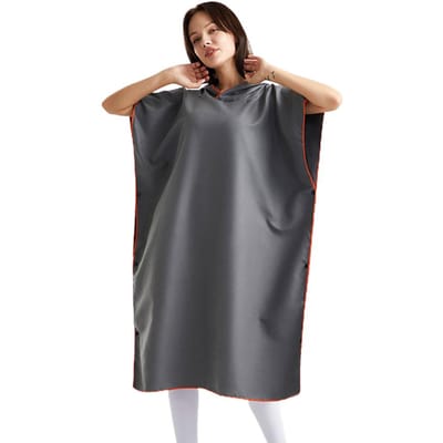 Peignoir en serviette portable pour adulte avec capuche, séchage rapide, toucher confortable pour la plage, les sources chaudes, le fitness gris foncé