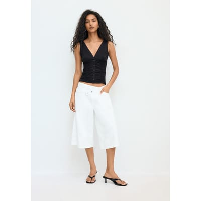 Stradivarius Getailleerde top met plooien  Zwart XS