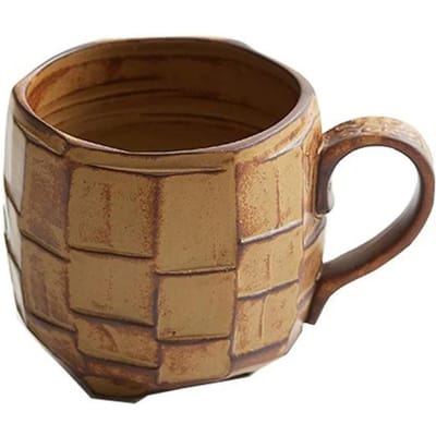 Keramische Mokken in Japanse Stijl 420ml Groen Wit Retro Ruw Aardewerk Koffiekopje Kantoor Huishouden Ontbijt Melk Sap Theekopjes Water 420ml brown