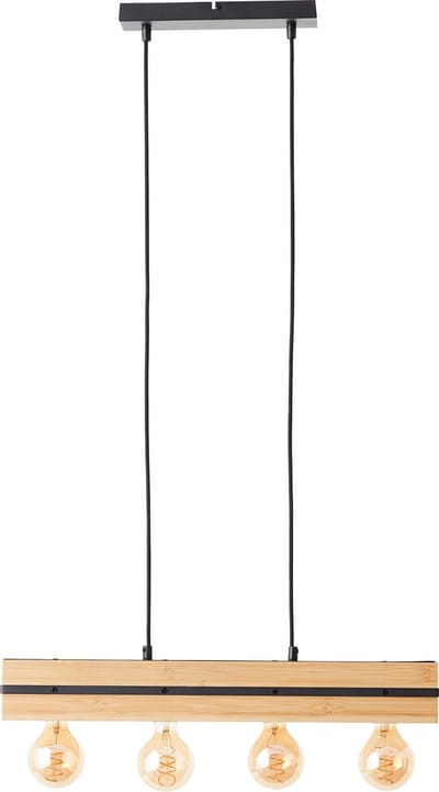 Brilliant Benny hanglamp 60cm mat zwart/naturel, metaal/bamboe, 4x A60, E27, 40 W