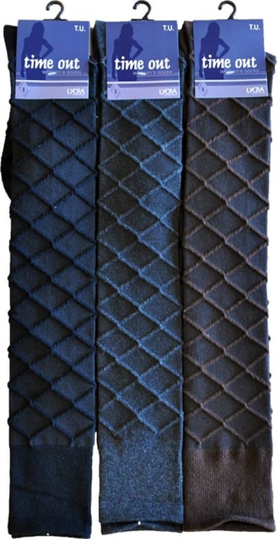 Dames kniekous - geribbeld - 6 paar - one size - losse elastiek - 95% katoen - chaussettes socks