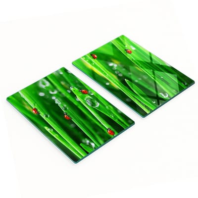 Glazen snijplanken met afbeelding van een lieveheersbeestje in het gras, 2x40x52 cm