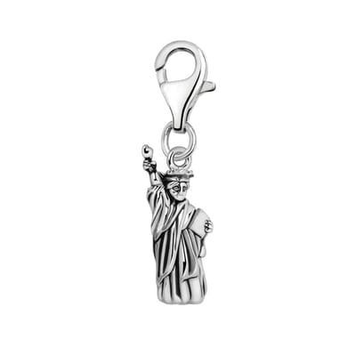 Quiges – 925 - Zilver – Charm - Bedel - Hanger - Vrijheidsbeeld - met – sterling - zilver - karabijnslot - geschikt - voor - Bedelarmband HC130