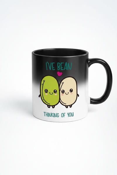 Magische Mok 'I've Bean Thinking Of You' | Warmtegevoelige Cadeau Mok met Lieve Bonen Pun