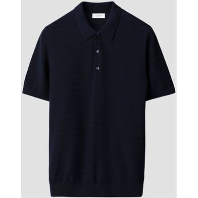 Eton Polo Tonal Pinstripe Stripe Pattern Soft Organic Cotton Navy / male
