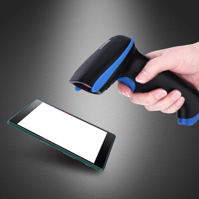 Scanner Lecteur de Codes-barres Bluetooth Sans Fil pour iOS Android Windows Bleu bleu