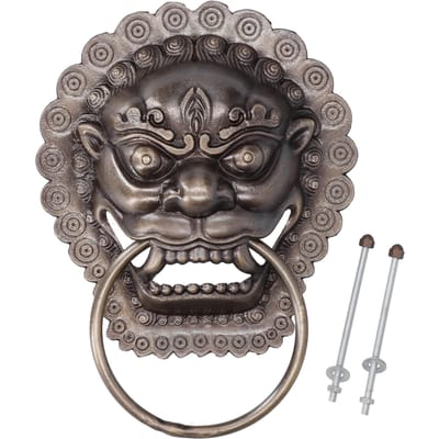 Heurtoir de porte de style chinois, anneau de porte antique en forme de tête d'animal, anneau de traction de porte en bois, pièces de rechange