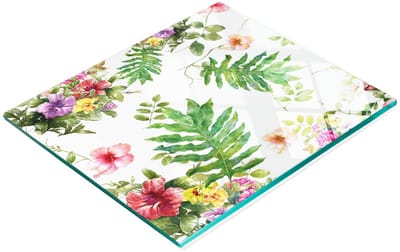 Duurzame en stijlvolle glazen snijplank met bloemenpatroon 60x52 cm
