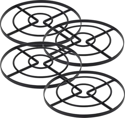 Zeller Metalen pannenonderzetter - 4x - zwart 23 cm - hittebestendig - handafwas - tafelbescherming
