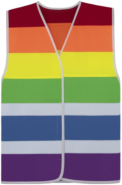 Korntex Veiligheidsvest/hesje Pride - regenboog kleuren - voor volwassenen - met klittenband sluiting S/M