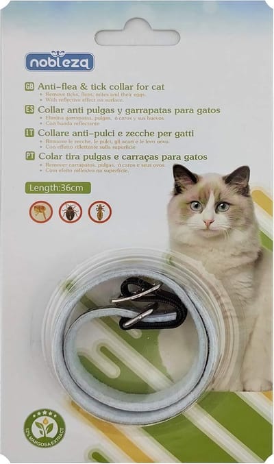 Nobleza Vlooienband voor katten - Vlooienband kat - Tekenband kat - Lengte verstelbaar tot 36cm - Reflecterend