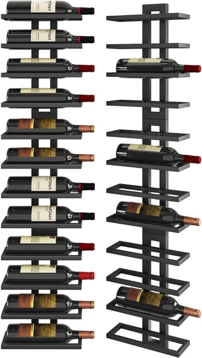 RWB® Wijnrek Muur - Wijnrek - Wijnglazenhouder - Zwart - 9cm x 27cm x 42cm