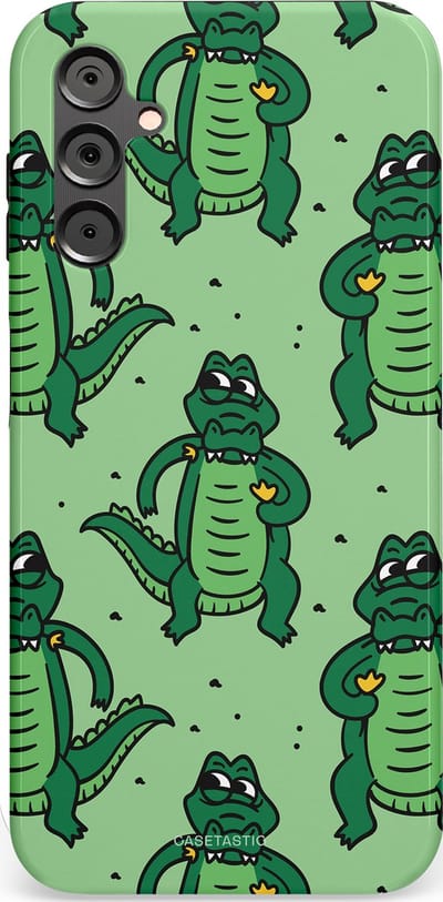 Casetastic hoesje geschikt voor Samsung Galaxy A14 (2023) 5G / Samsung Galaxy A14 (2023) 4G - Dubbellaagse bescherming - Kroko dans - Fashion Case - Mintgroen