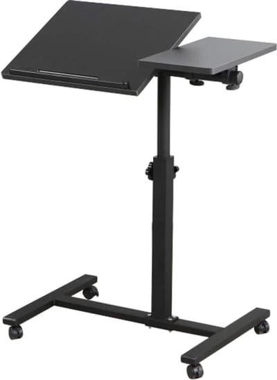 PIPIPOXER- Laptoptafel en Bijzettafel op wielen – bedtafel – laptoptandaard – In hoogte verstelbaar-Zwart