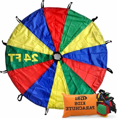 Kinder Parachute Spel - Groeps Parachute - Coöperatief Spelen - Versterkt Bovenlichaam - 24 Voet - Meerkleurig
